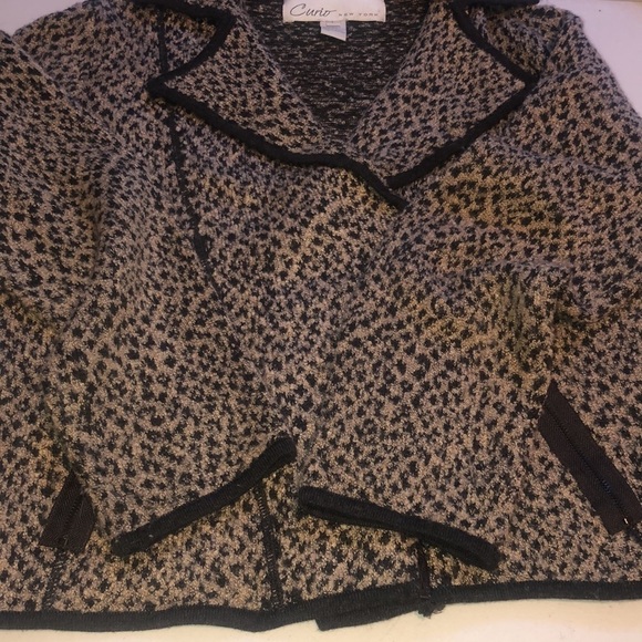 Curio New York  Large leopard print cardigan zip front blazer look with pockets - Picture 13 of 13